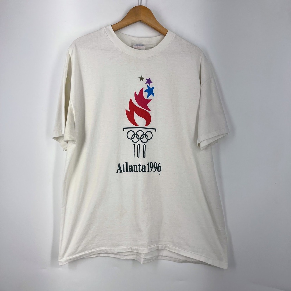 Vintage 1996 Atlanta Olympics T Shirt Mens XL Hanes Heavyweight Beefy-T‎ Graphic